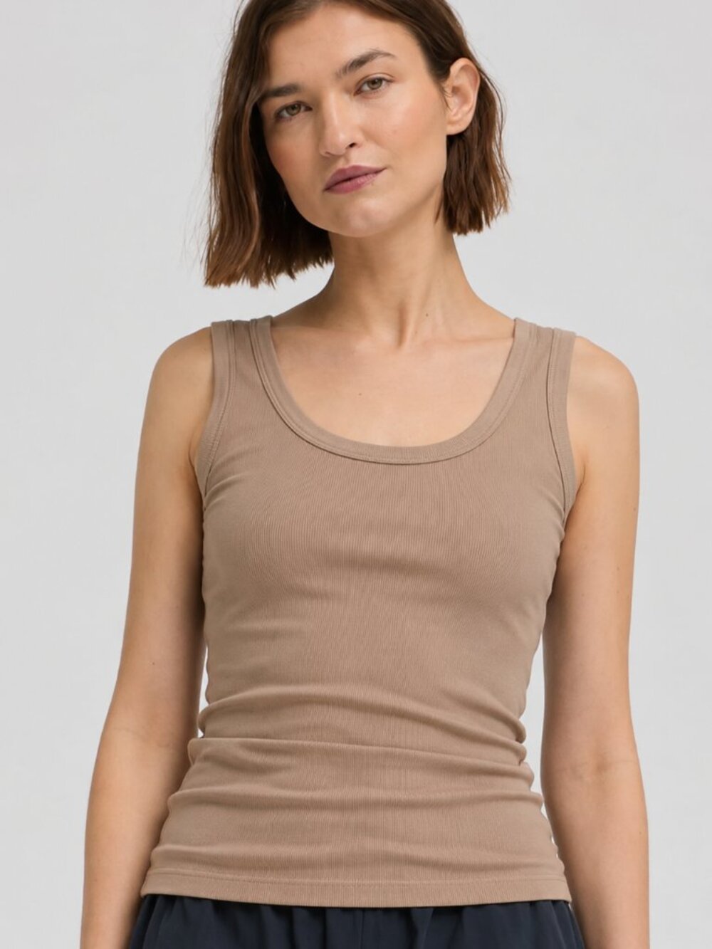 Grade & Gather Ribbed Tank Top S Neutral Basic Minimalist Capsule Wardrobe New